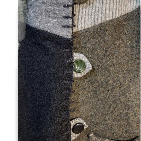 VTG BaabaaZuzu Women's Large Upcycled Wool Jacket Coat Patchwork Made In MI USA - Picture 5 of 9